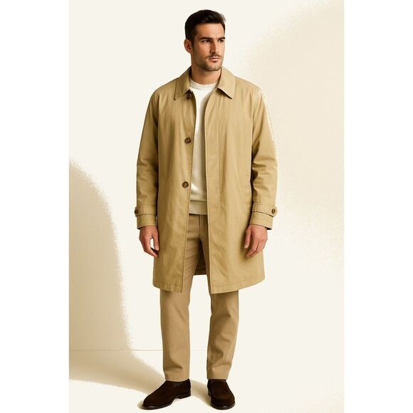 Lauren Ralph Lauren | Tan Single Breasted Classic Trench Coat 46R | EUC - Picture 1 of 14